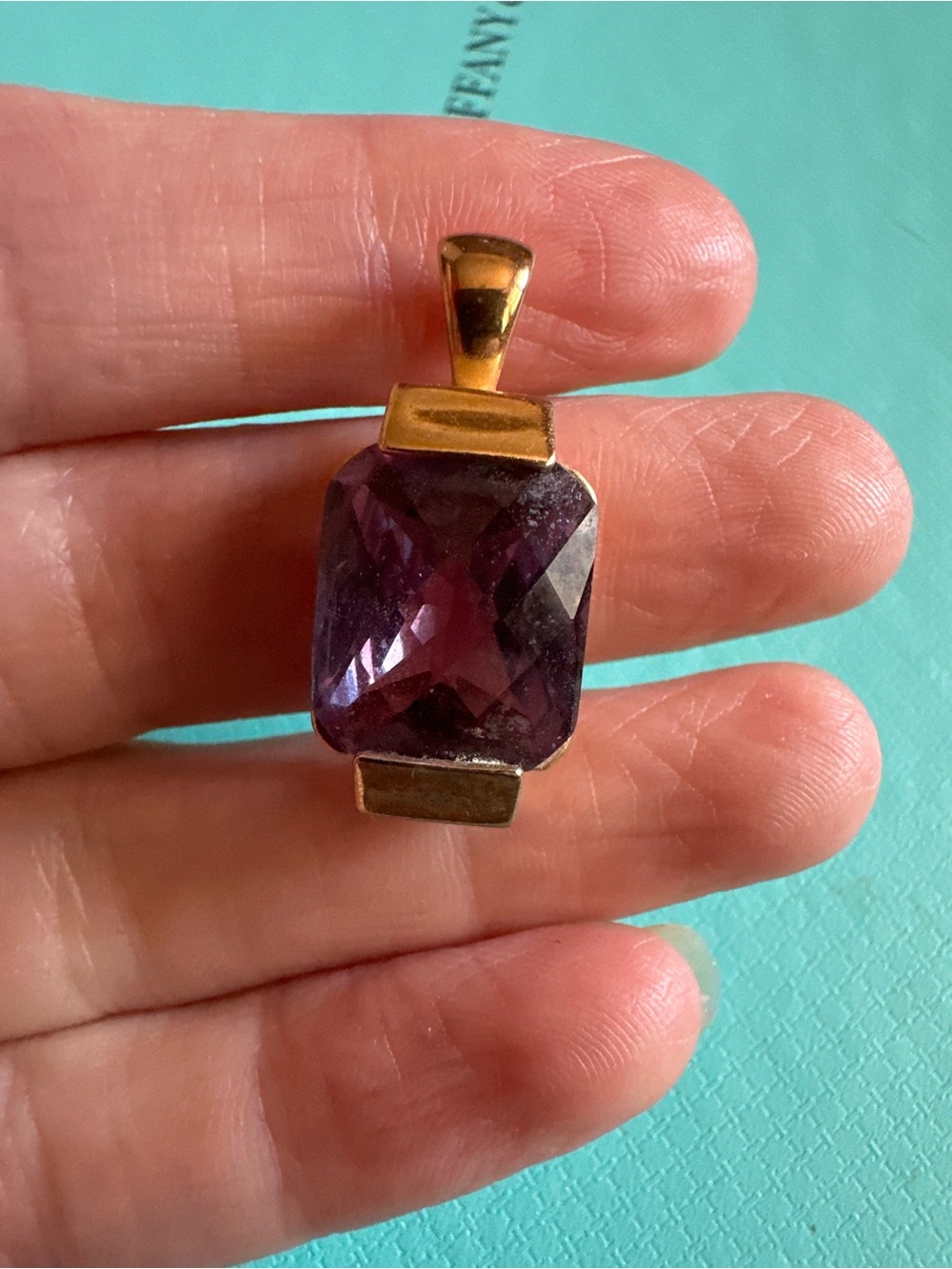 Vintage Sterling Gold Wash Faceted Untested Purple Pendant